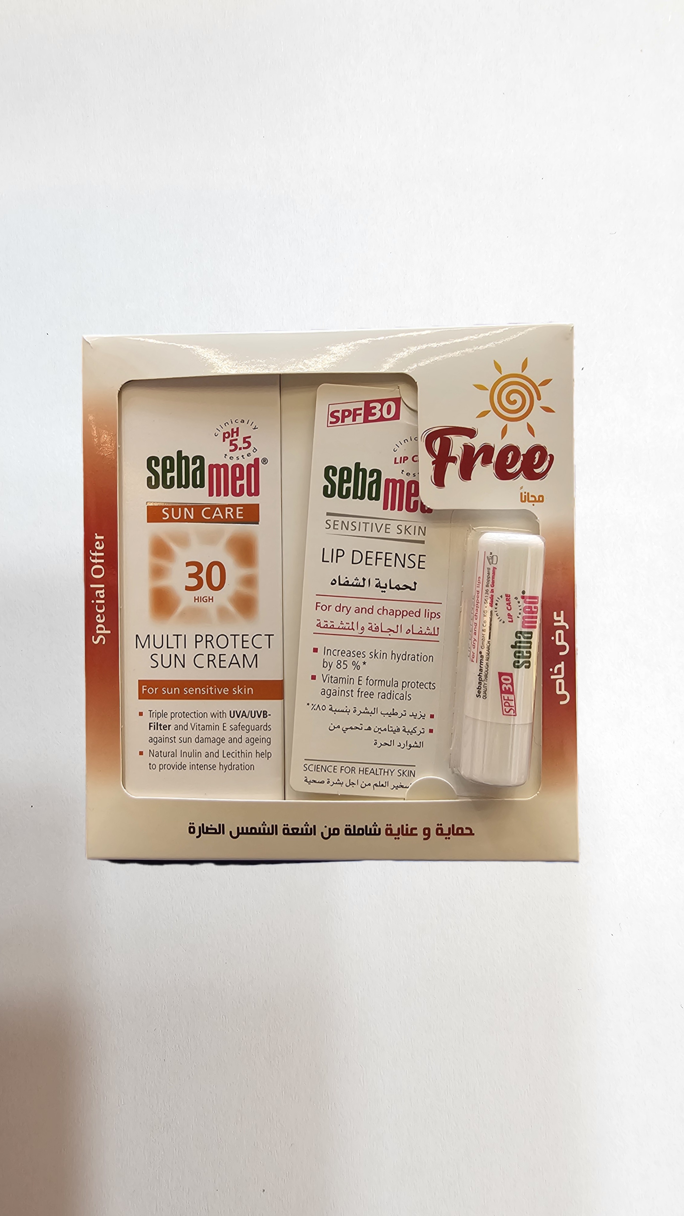 Sebamed sun care 30 multi protect + lip palm free