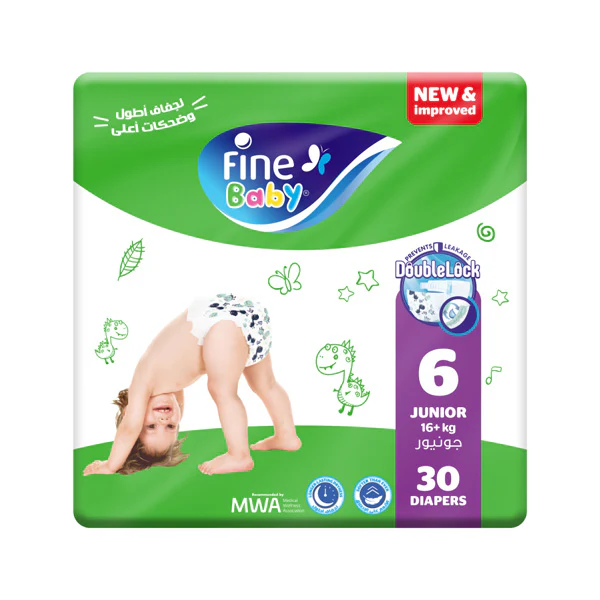 Fine Baby (Size 6, 16+ Kg, 30 Junior Jumbo Diapers)