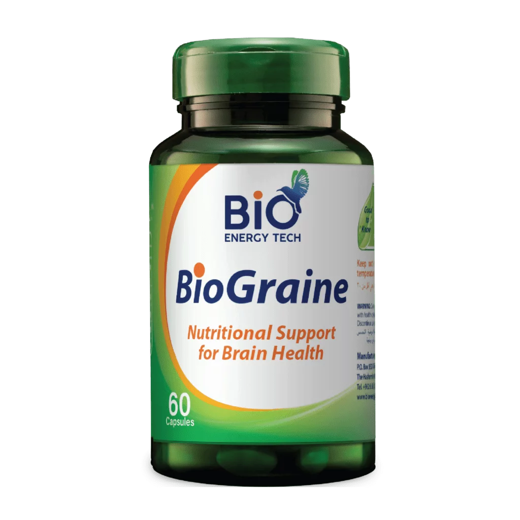 Bio Graine | Feverfew, Magnesium & 5-HTP | Brain & Nervous System Support | 60 Capsules | Halal Certified