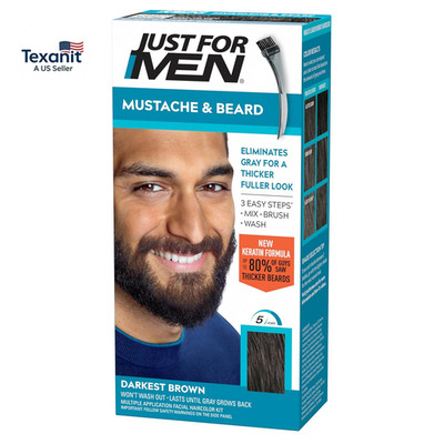 Mustache & Beard, Beard Coloring for Gray Hair with Brush Included, with Keratin