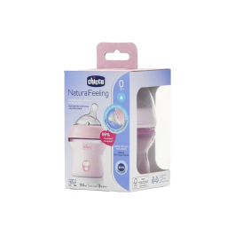 Chicco Natural Feeling Baby Bottle Pink 0M+ Regular Flow 150ml
