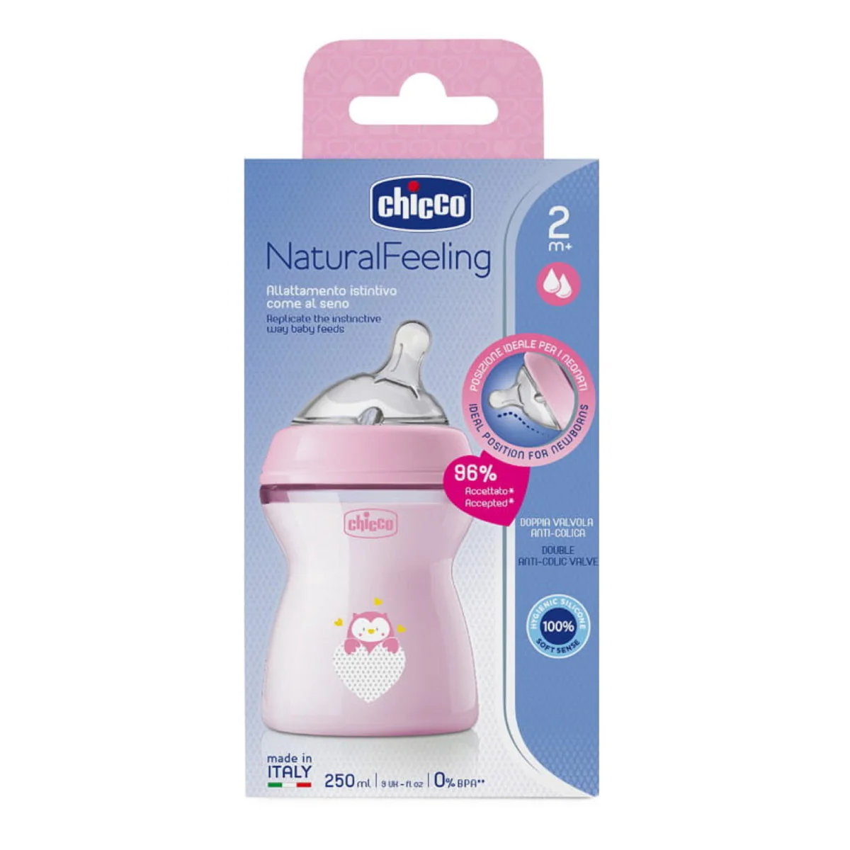 Chicco Feeding Bottle Natural Feeling 2+ Month Regular Flow 250ml