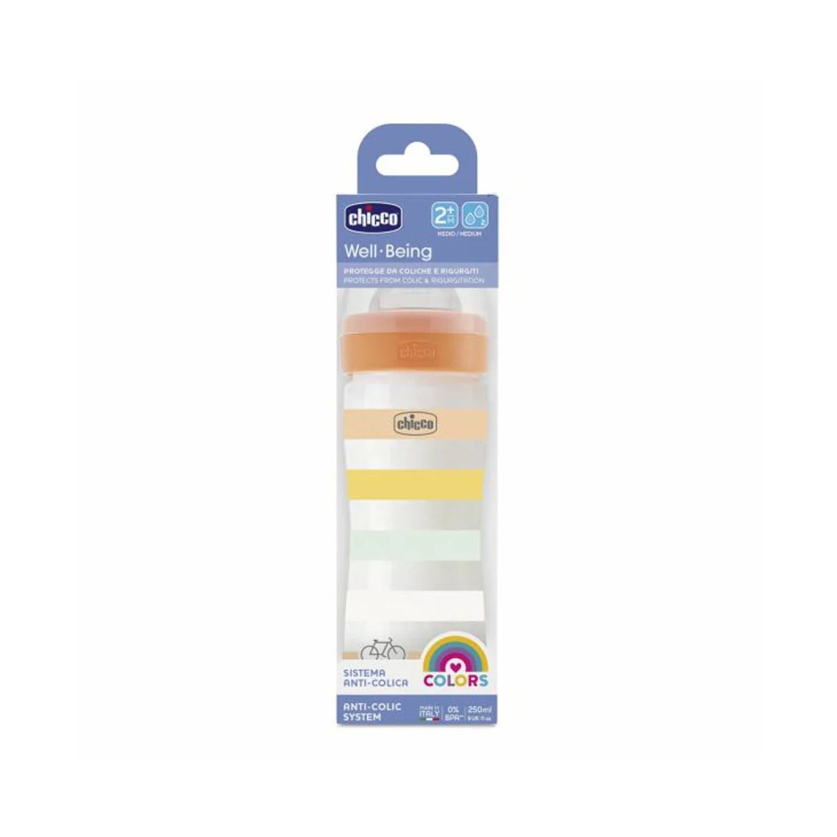 Chicco Well Being Bottle Anti-Colic System Medium Flow 250 ml 2m+