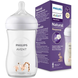 Philips Avent Natural Response Bottle Giraffe 260ml + Soother (Offer)