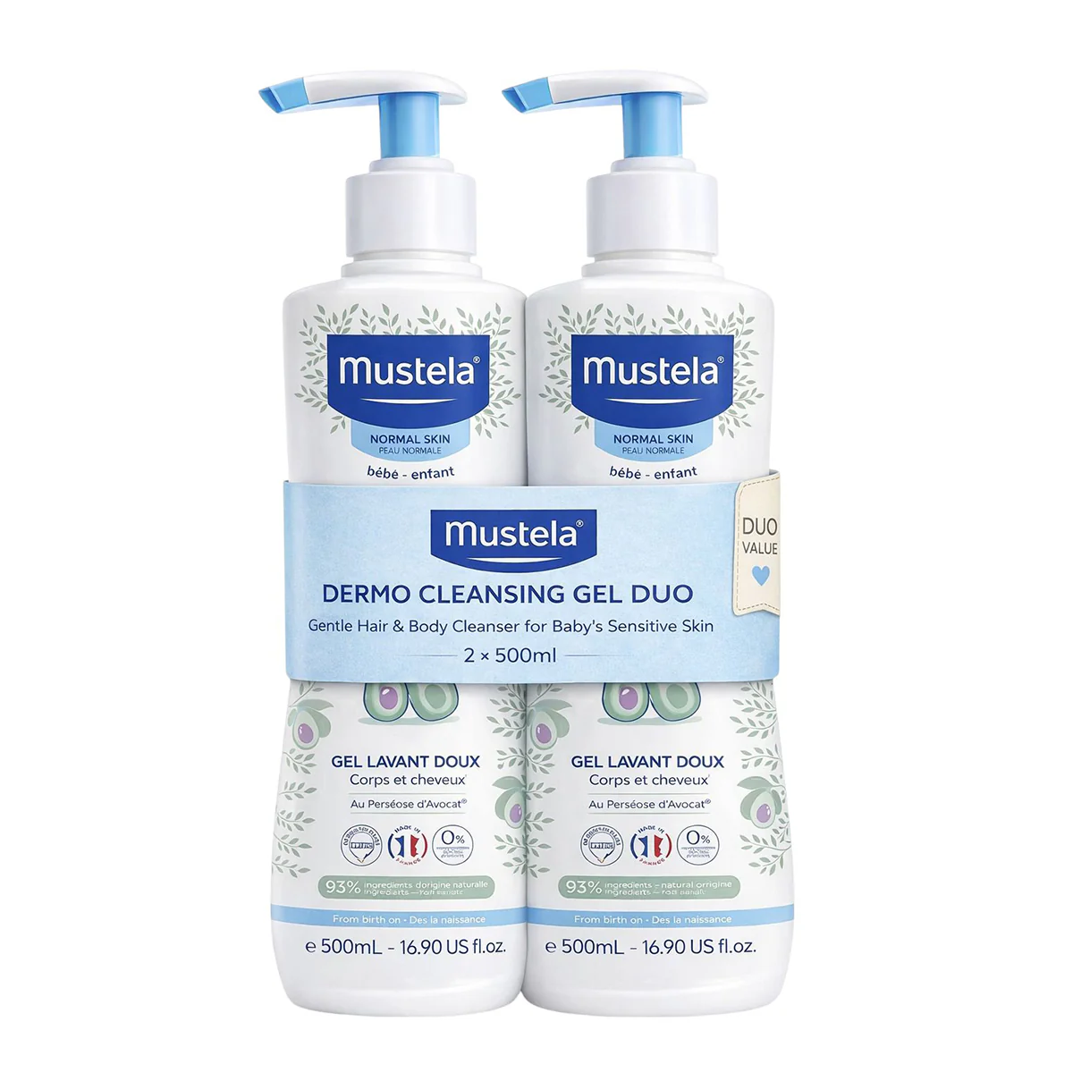 Mustela Baby Gentle Cleansing Gel Hair & Body 500ml x2 Deo Offer